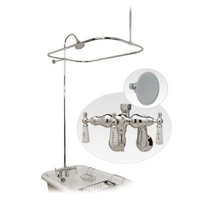 Randolph Morris 60 Inch Tub Wall Mount Clawfoot Tub Shower Enclosure with Faucet and Watering Can Shower Head RM033-60C