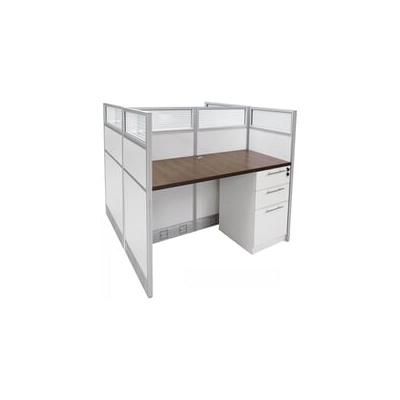 48"W x 49"D x 48"H White Laminate Washable Double Starter Cubicle