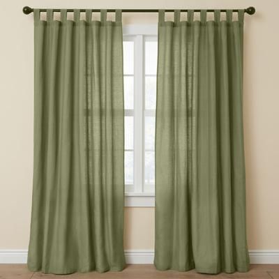 Wide Width Poly Cotton Canvas Tab-Top Panel by BrylaneHome in Sage (Size 48" W 63" L) Window Curtain