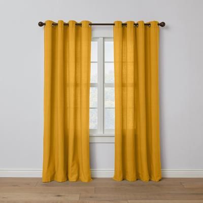 Wide Width Poly Cotton Canvas Grommet Panel by BrylaneHome in Ochre (Size 48" W 45" L) Window Curtain Drape
