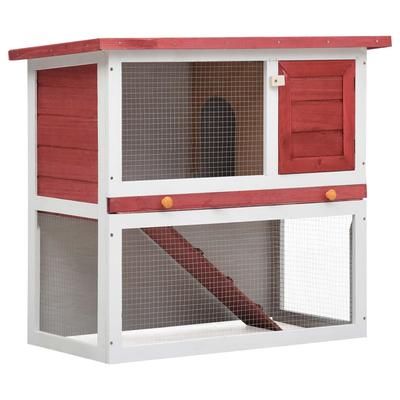 vidaXL Outdoor Rabbit Hutch 1 Door Red Wood