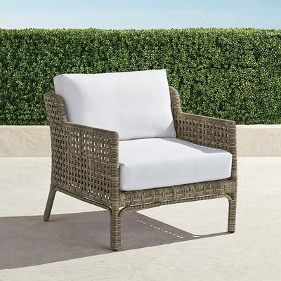 Seton Lounge Chair with Cushions in Desert Wicker - Standard, Resort Stripe Cobalt - Frontgate