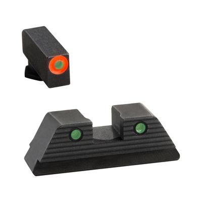 AmeriGlo Green Tritium Lamp Orange Outline FRONT Green Tritium Lamp Black Outline Serrated SQ REAR Height .165" Width .140" GL-817