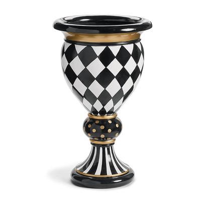 Zara Painted Pedestal Planter - Black & White - Grandin Road