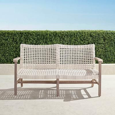 Isola Loveseat in Weathered Teak & Washed White Wicker - Frontgate
