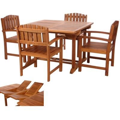 5-Piece Butterfly Dining Chair Set & Cushion, Red - All Things Cedar TD72-20-R