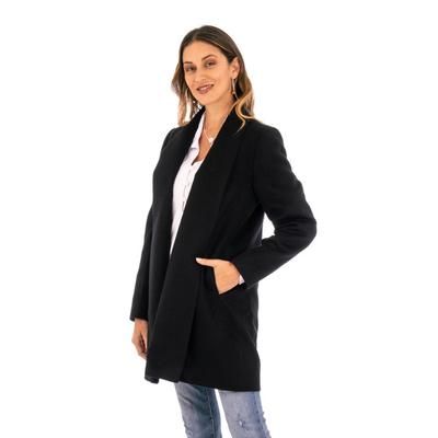 Elegance in Black,'Peruvian Alpaca Wool Blend Open Front Coat in Black'