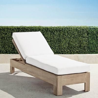 St. Kitts Chaise Lounge with Cushions in Weathered Teak - Standard, Paloma Medallion Cobalt - Frontgate