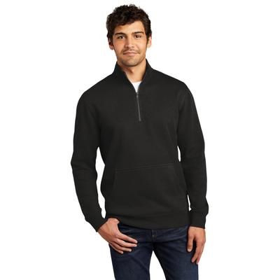 District DT6106 V.I.T. Fleece 1/4-Zip T-Shirt in Black size Medium | Cotton