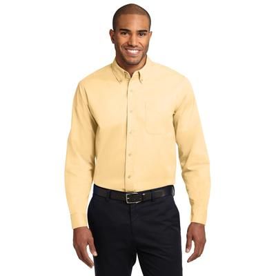 Port Authority S608ES Extended Size Long Sleeve Easy Care Shirt in Yellow size 8XL | Cotton/Polyester Blend