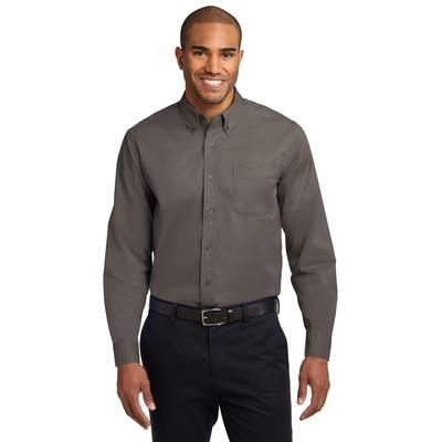 Port Authority S608ES Extended Size Long Sleeve Easy Care Shirt in Bark size 8XL | Cotton/Polyester Blend