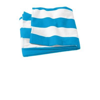 Port Authority PT43 Cabana Stripe Beach Towel in Turquoise size OSFA | Cotton
