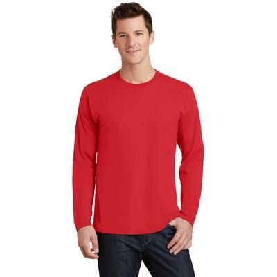 Port & Company PC450LS Long Sleeve Fan Favorite Top in Bright Red size 2XL | Ringspun Cotton