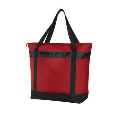 Port Authority BG527 Large Tote Cooler Bag in Chili Red/Black size OSFA | Polyester Blend