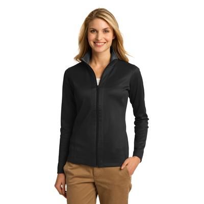 Port Authority L805 Women's Vertical Texture Full-Zip Jacket in Black/Iron Grey size 4XL | Cotton/Polyester Blend