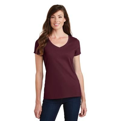 Port & Company LPC450V Women's Fan Favorite V-Neck Top in Maroon size 2XL | Cotton