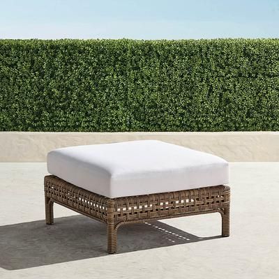 Seton Ottoman with Cushion in Desert Wicker - Standard, Coral/Red - Frontgate