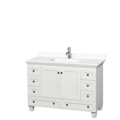 Acclaim 48 Inch Single Bathroom Vanity in White, White Cultured Marble Countertop, Undermount Square Sink, No Mirror - Wyndham WCV800048SWHWCUNSMXX