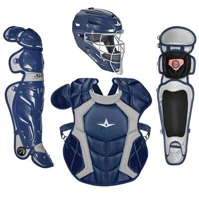 All Star System7 NOCSAE Certified Adult Pro Baseball Catcher's Kit Navy
