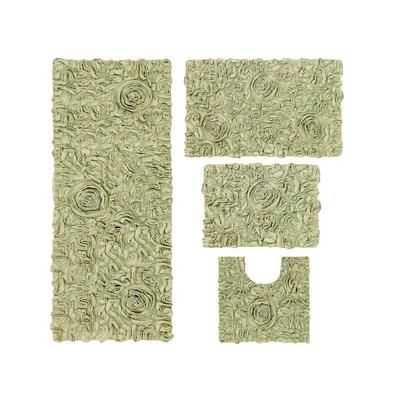 Bellflower 4-Pc. Bath Rug Set Ivory by Home Weavers Inc in Green (Size 4 RUG SET)