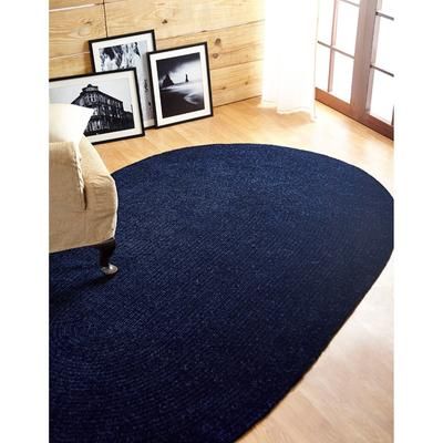 Better Trends Chenille Solid Braid Collection Reversible Indoor Area Utility Rug in Vibrant Colors, by Better Trends in Navy (Size 42X66 OVAL)
