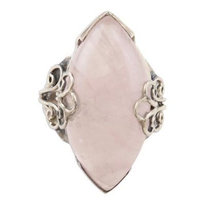 Pink Ardor,'Hand Made Rose Quartz and Sterling Silver Cocktail Ring'