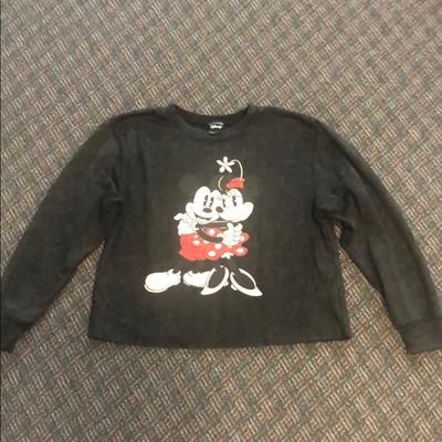 Disney Tops | Disney Crop Crew Neck | Color: Black/Red | Size: L