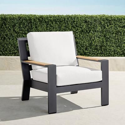Calhoun Lounge Chair with Cushions in Matte Black Aluminum - Standard, Sailcloth Air Blue - Frontgate