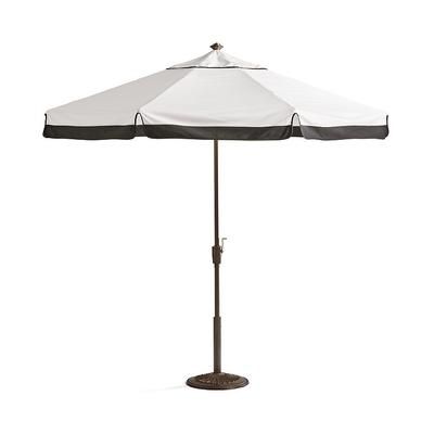 9 ft. Round Contrast Border Umbrella - Black, Black - Frontgate