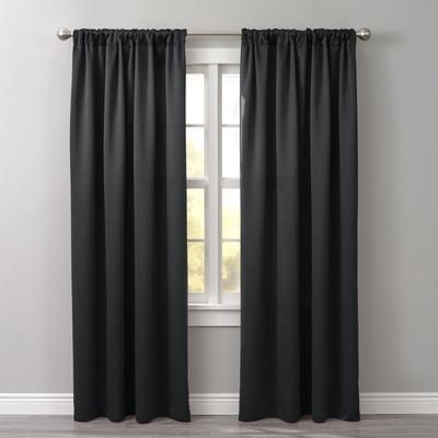 Wide Width BH Studio Room-Darkening Rod-Pocket Panel by BH Studio in Black (Size 54" W 72" L) Window Curtain