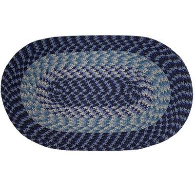 Alpine Braid Collection Reversible Indoor Area Rug, 48" x 72" Oval by Better Trends in Navy Stripe (Size 48X72 OVAL)
