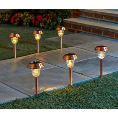 Set of 6 Copper Finish Solar Pathway Lights by BrylaneHome in Copper