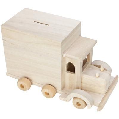 Tirelire "camion", en bois, 25 x 14 x 15 cm