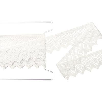Galon de dentelle aux fuseaux pointue large "Heike", écru, largeur : 4,5 cm, longueur : 5 m