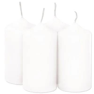 Bougies cylindriques, blanc, différentes hauteurs, 4 pièces