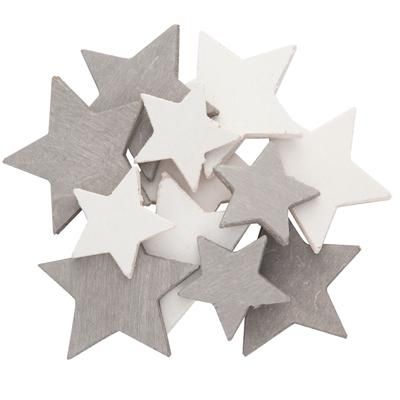 Pièces à disperser "étoiles", blanc/gris, 4-6 cm, 12 pièces