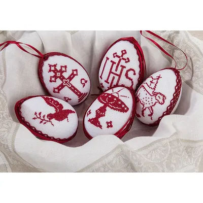 Kit broderie "œufs de Pâques traditionnels", set de 5 pièces
