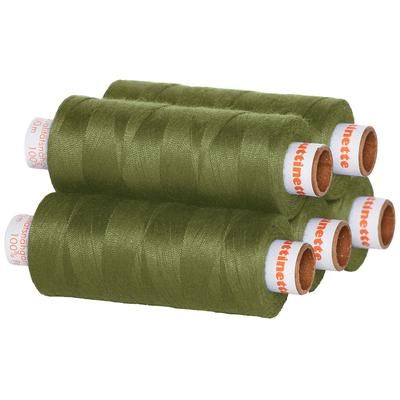 buttinette Fil à coudre universel, grosseur : 100, lot de 5 bobines, olive