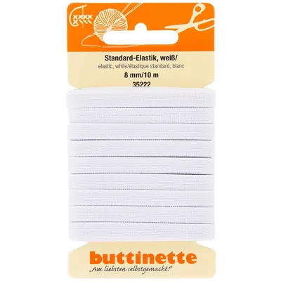 buttinette Ruban élastique "standard", blanc, largeur : 8 mm, longueur : 10 m