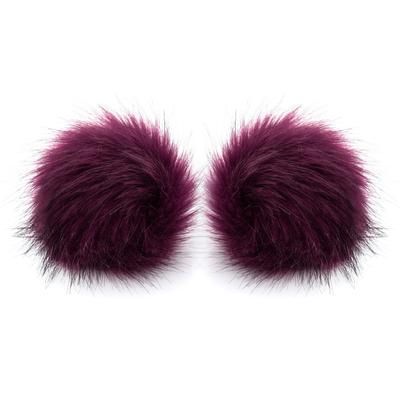 buttinette Pompons en imitation fourrure, cassis, 12 cm Ø