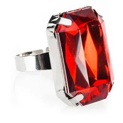Bague "gothique", argent/rouge