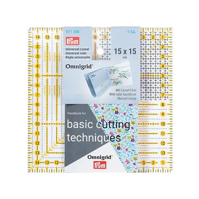 Prym Règle de découpe "Omnigrid", avec graduation en cm, 15 x 15 cm