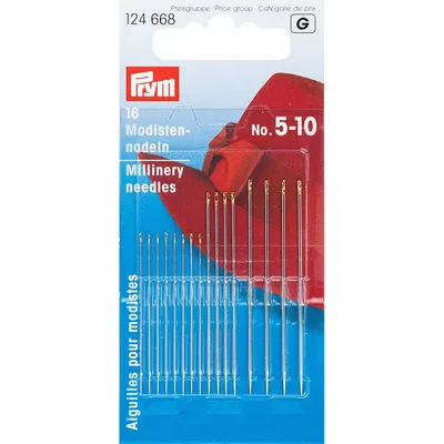 Prym Aiguilles pour modistes, épaisseur : 0,5 - 0,8 mm, longueur : 38 - 51 mm, contenu : 16 pièces