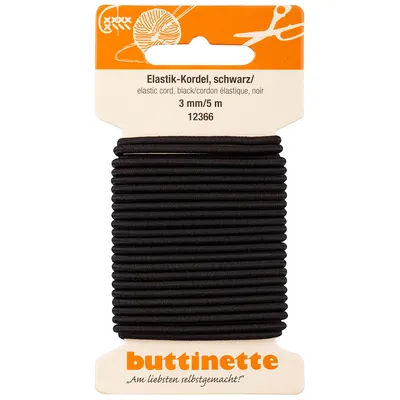 buttinette Cordon élastique, noir, 5 m