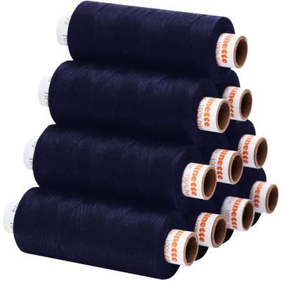 buttinette Fil à coudre universel, grosseur : 100, lot de 10 bobines, bleu marine