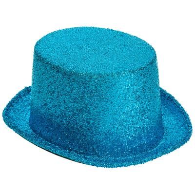 Chapeau haut-de-forme métallisé, turquoise