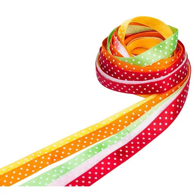Lot de rubans satin "pois", 10 mm, 5x 2 m