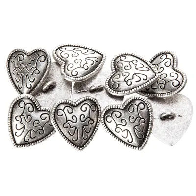 buttinette Boutons en métal "cœur", 20 x 20 mm, 10 pièces