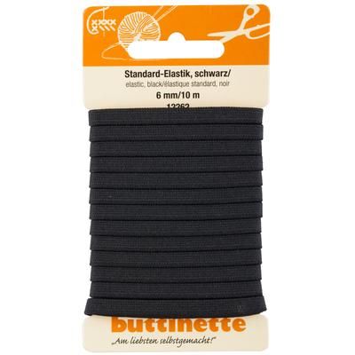 buttinette Ruban élastique "standard", noir, largeur : 6 mm, longueur : 10 m