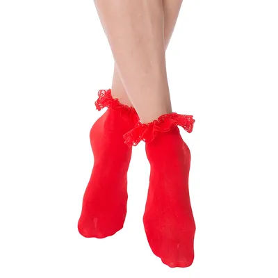 Soquettes à volants, rouge